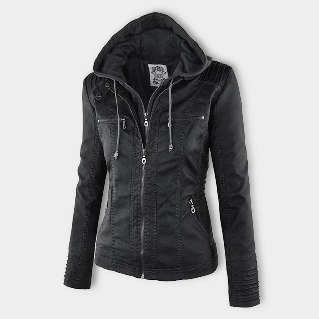 Selina | Waterproof Hooded Leather Jacket for Women