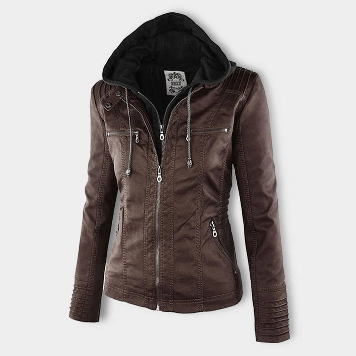 Selina | Waterproof Hooded Leather Jacket for Women