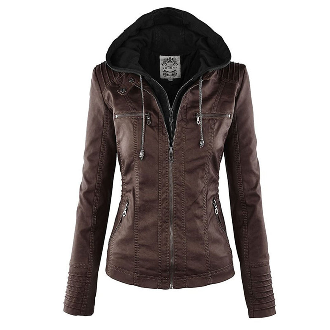 Selina | Waterproof Hooded Leather Jacket for Women