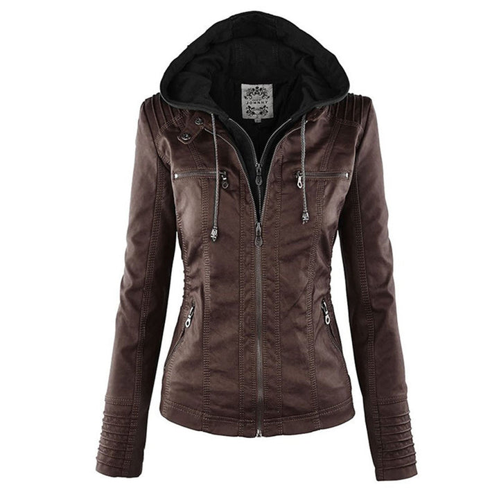 Selina | Waterproof Hooded Leather Jacket for Women