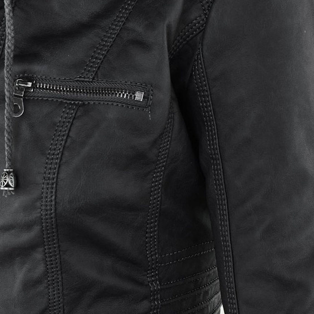 Selina | Waterproof Hooded Leather Jacket for Women