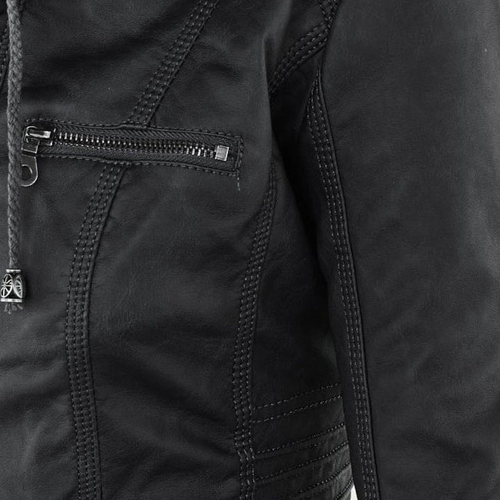 Selina | Waterproof Hooded Leather Jacket for Women