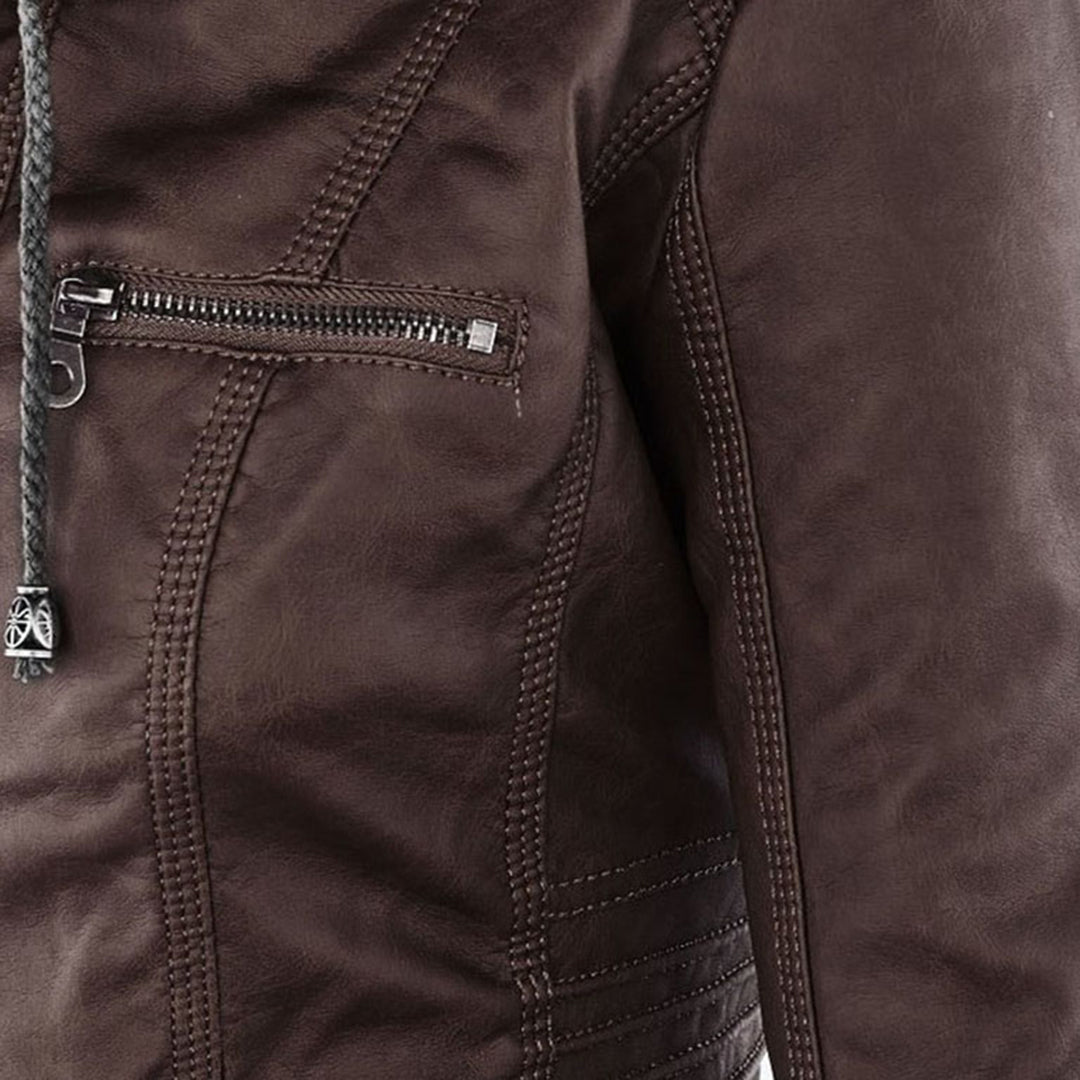 Selina | Waterproof Hooded Leather Jacket for Women