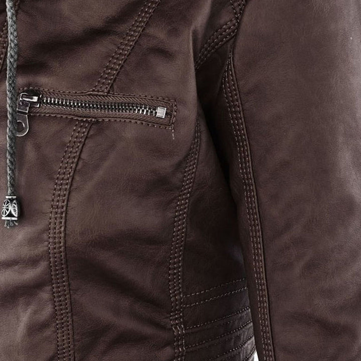 Selina | Waterproof Hooded Leather Jacket for Women
