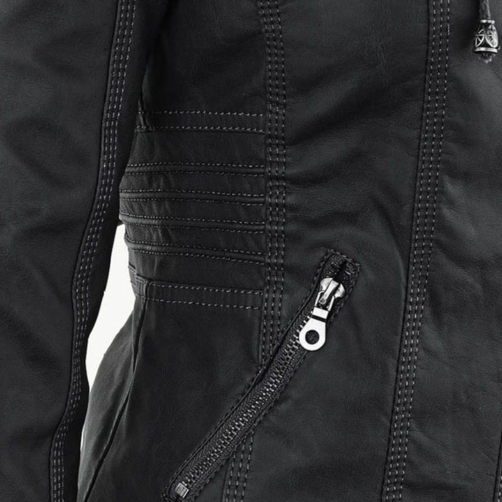 Selina | Waterproof Hooded Leather Jacket for Women