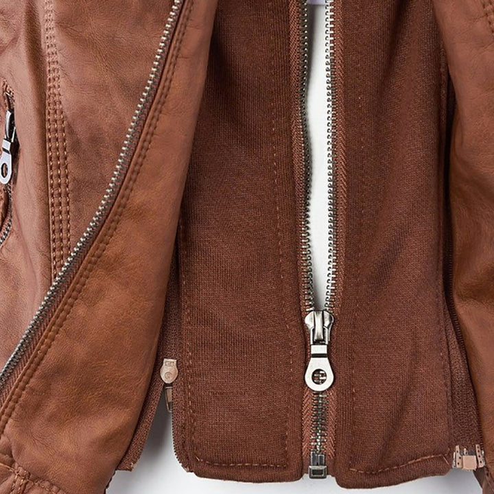 Selina | Waterproof Hooded Leather Jacket for Women