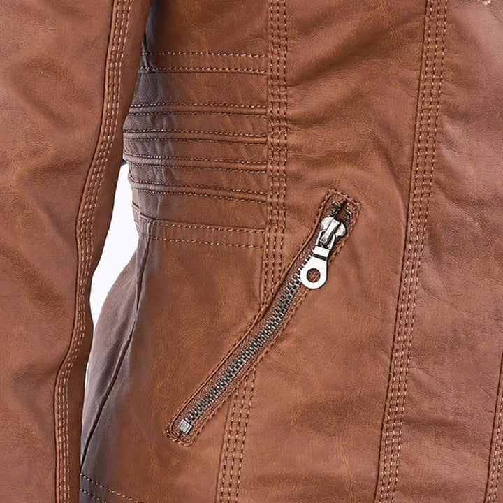 Selina | Waterproof Hooded Leather Jacket for Women