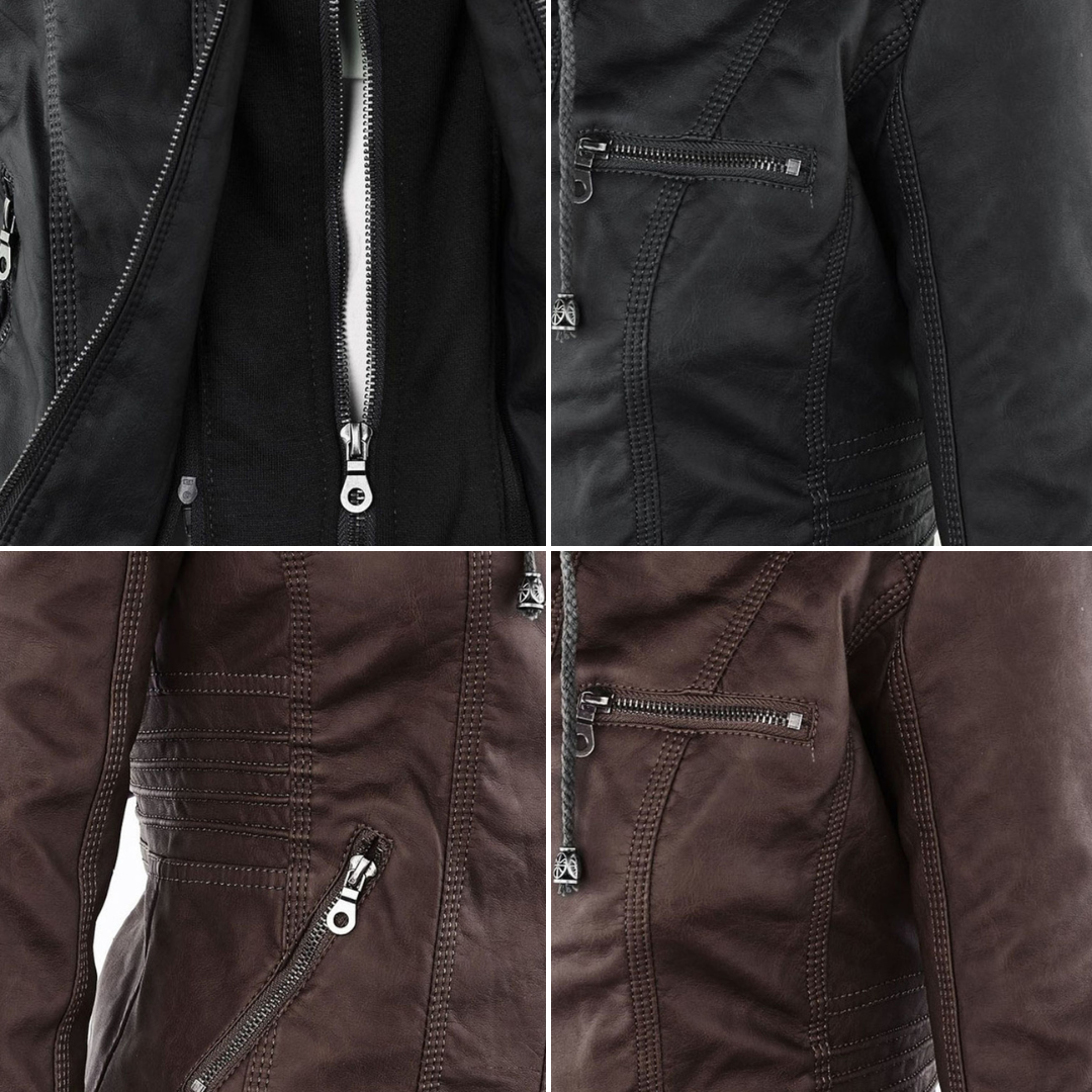 Selina | Waterproof Hooded Leather Jacket for Women