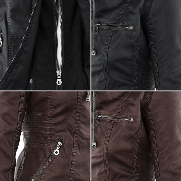 Selina | Waterproof Hooded Leather Jacket for Women
