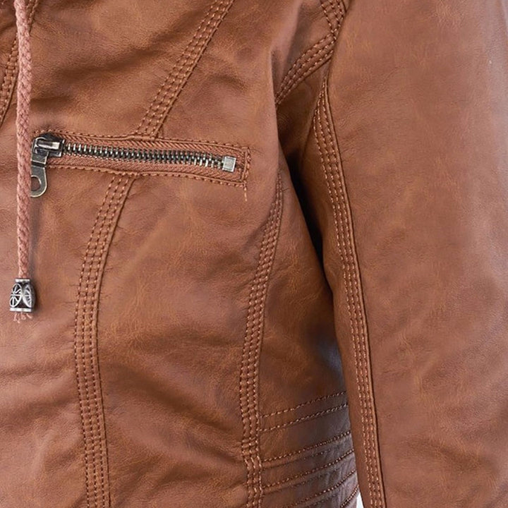 Selina | Waterproof Hooded Leather Jacket for Women