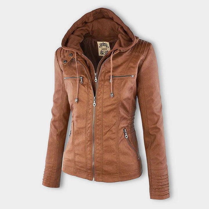 Selina | Waterproof Hooded Leather Jacket for Women