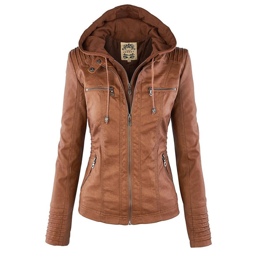 Selina | Waterproof Hooded Leather Jacket for Women